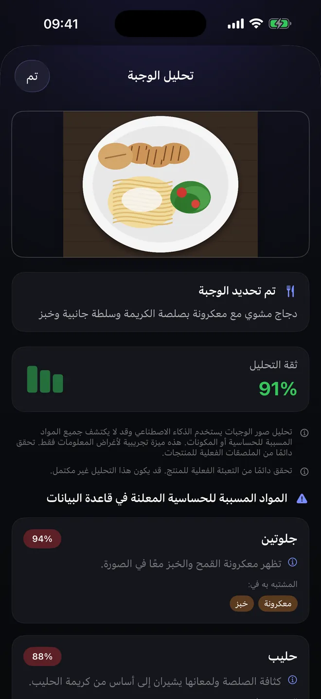 تحليل الوجبة — صوّر الطبق لا العبوة