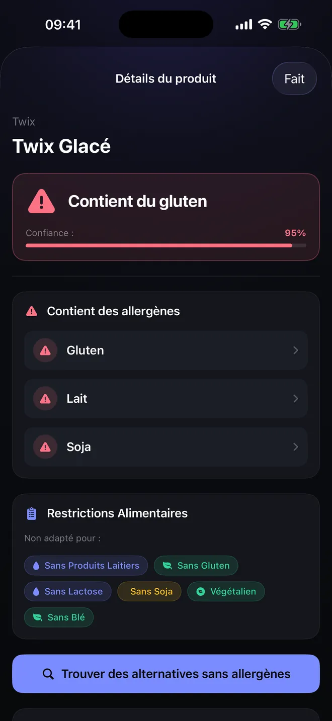 Résultat du scan — Un verdict, et sa raison